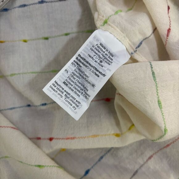 Madewell Cream Flecked Rainbow Stripe Casual Comfy Preppy Courier Shirt Size S - Picture 9 of 10